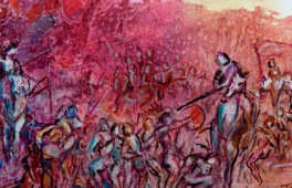 Battaglia 25x50 tecnica mista.