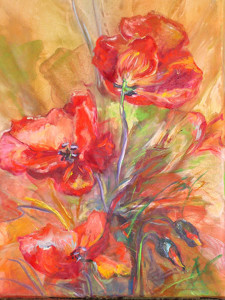 Papaveri, 35x50, dipinto ad olio.